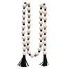 Homegifo Distressed Black White & Gray Bead Garland W/tassels