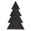 Homegifo Distressed Black Wood Standing Corrugated Christmas Tree 18"
