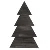 Homegifo Distressed Black Wood Standing Corrugated Christmas Tree 28"