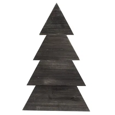Homegifo Distressed Black Wood Standing Corrugated Christmas Tree 28"