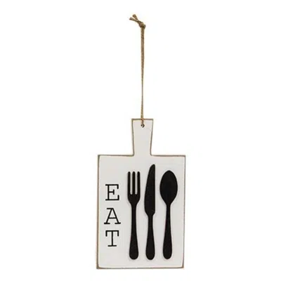 Homegifo *distressed Eat Cutting Board Ornament In White