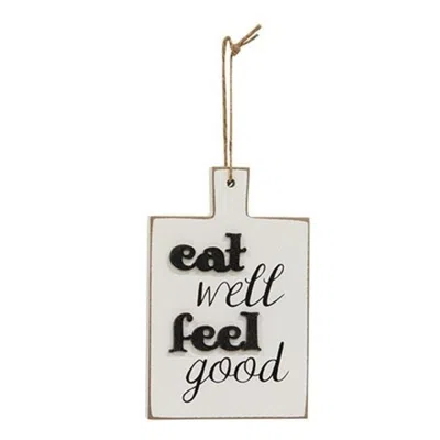 Homegifo *distressed Eat Well Feel Good Cutting Board Ornament In White