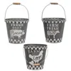 Homegifo Distressed Galvanized Farm Bucket 3 Asstd.