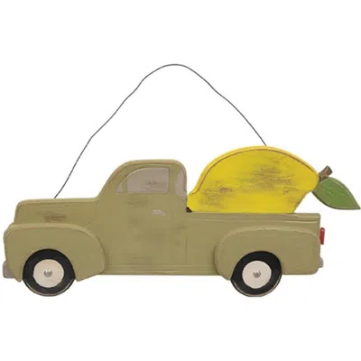 Homegifo *distressed Hanging Green Wooden Lemon Truck