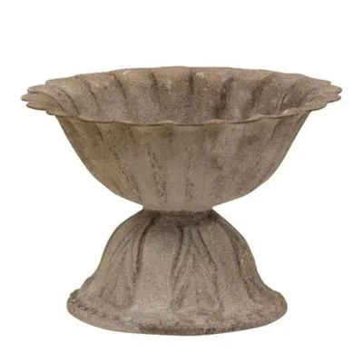 Homegifo Distressed Metal Petal Planter In Gray