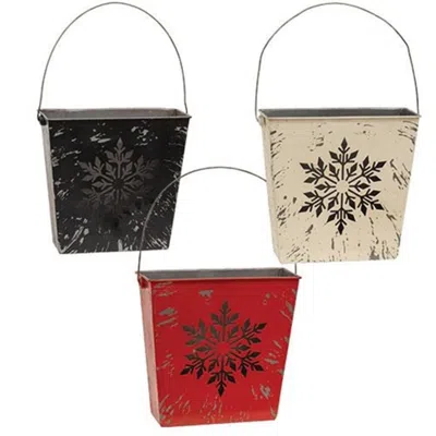 Homegifo Distressed Metal Snowflake Pocket 3 Asstd. In Multi