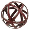 Homegifo Distressed Red Metal Band Sphere 4"