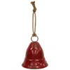 Homegifo Distressed Red Metal Bell W/jute Hanger Small