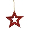 Homegifo Distressed Red Wooden Frame Hanging Star 10"