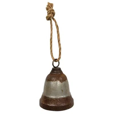 Homegifo Distressed Rusty Metal Bell Ornament In Brown