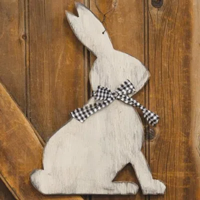 Homegifo Distressed Sitting Bunny Hanger In White