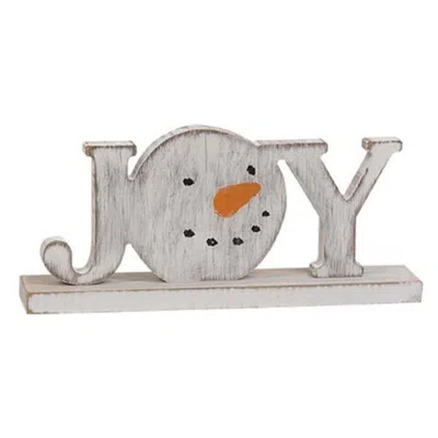 Homegifo Distressed Snowman "joy" On Base In Blue