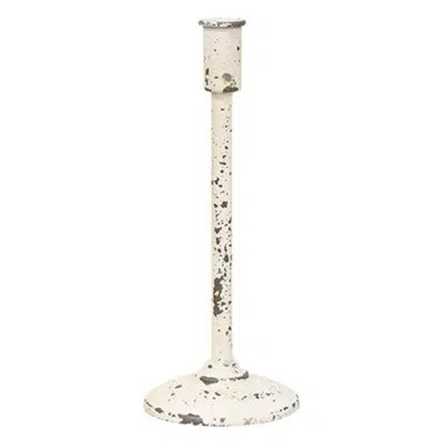 Homegifo Distressed White Candle Holder 11.75" In Neutral