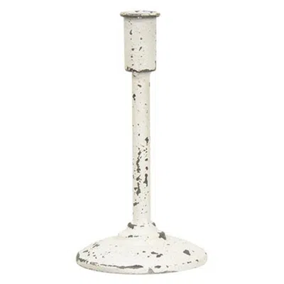 Homegifo Distressed White Candle Holder 9" In Blue