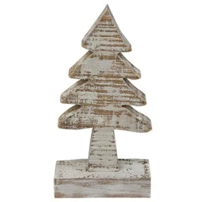Homegifo Distressed White Wooden Christmas Tree 6 Inch In Gray