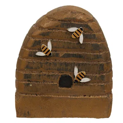 Homegifo Distressed Wooden Bee Skep In Brown