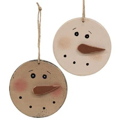 Homegifo Distressed Wooden Blushing Snowman Ornament 2 Asstd. In Multi