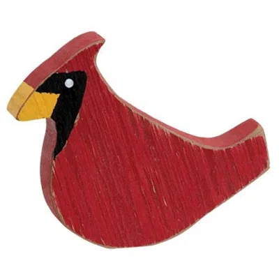 Homegifo Distressed Wooden Cardinal Sitter In Red