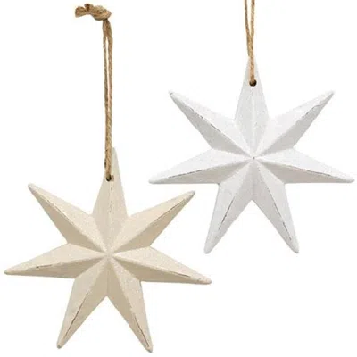 Homegifo Distressed Wooden Moravian Star Ornament 2 Asstd. In White