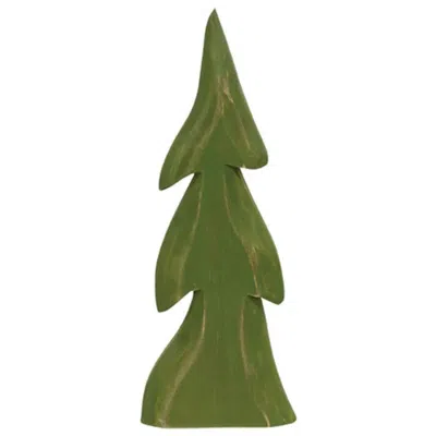 Homegifo Distressed Wooden Pine Tree Sitter In Green