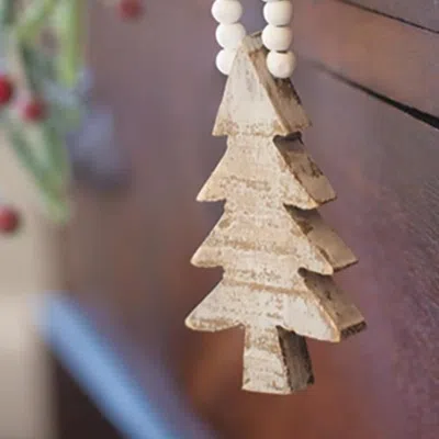 Homegifo Distressed Wooden Tree Beaded Ornament In Neutral
