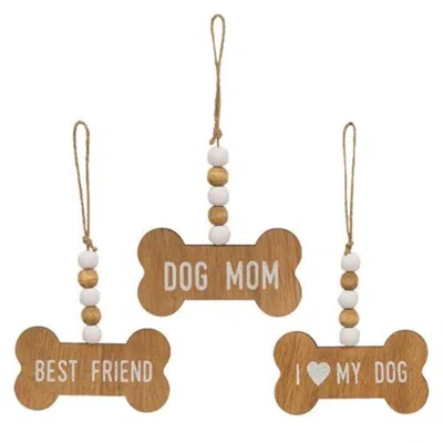 Homegifo Dog Mom Beaded Bone Ornament 3 Asstd. In Brown