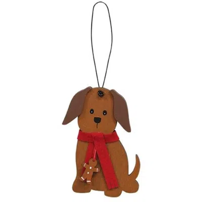 Homegifo Dog With Gingerbread Scarf Ornament In Brown