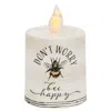 Homegifo Don't Worry Bee Happy Flame Timer Pillar 2.25" X 2.5"