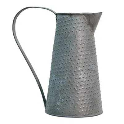 Homegifo Dot Galvanized Pitcher 9" In Gray