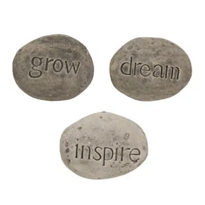 Homegifo Dream Grow Inspire Resin Garden Stone 3 Asstd. In Metallic
