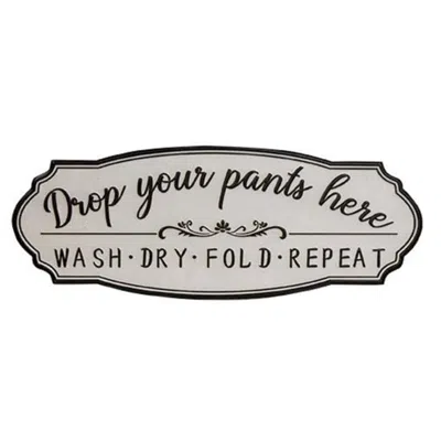 Homegifo *drop Your Pants Here Laundry Metal Sign In White