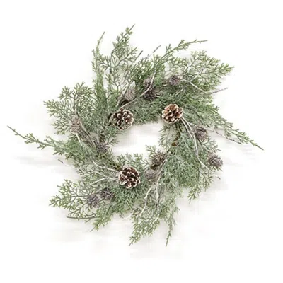Homegifo Durham Cedar Birch Pinecone Candle Ring 3.5" In Green