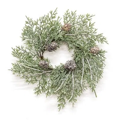 Homegifo Durham Cedar Birch Pinecone Candle Ring 6.5" In Blue