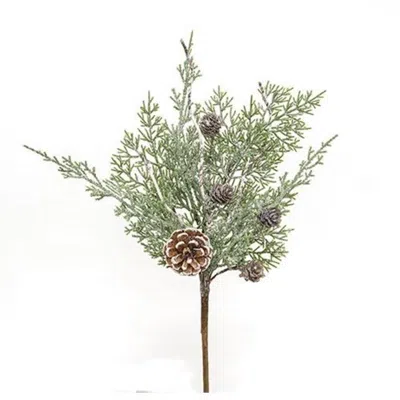 Homegifo Durham Cedar Birch Pinecone Spray 14" In Green