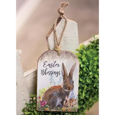 Homegifo Easter Blessings Bunny Wooden Tag Ornament In Multi