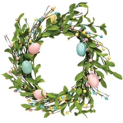 Homegifo Easter Eggs & Herb Leaves Wreath In Green