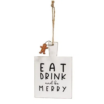 Homegifo Eat Drink And Be Merry Cutting Board Sign Ornament In White