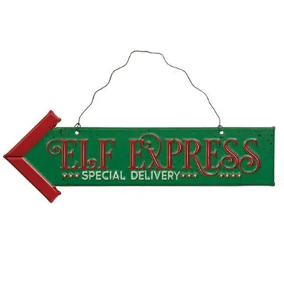 Homegifo Elf Express Metal Hanging Sign
