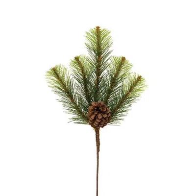 Homegifo Empire Pine Pick W/pinecone 15" In Green