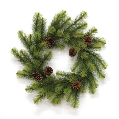 Homegifo Empire Pine Wreath W/pinecones 24" In Green