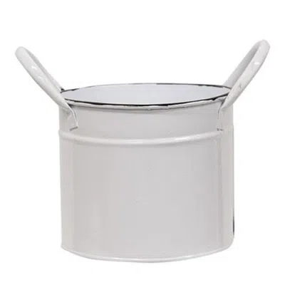 Homegifo Enamel Bucket W/handles In White