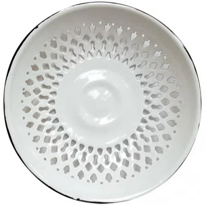Homegifo Enamelware Bread Plate In White