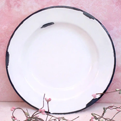 Homegifo Enamelware Soup Plate In White