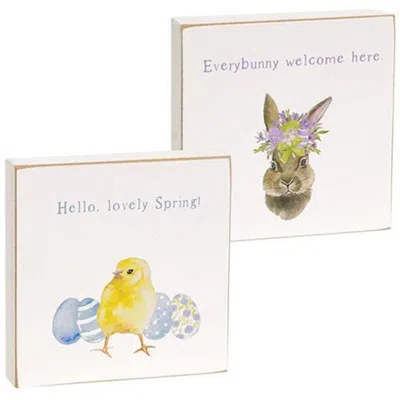 Homegifo Everybunny Welcome Square Block 2 Asstd. In Multi