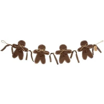 Homegifo Fabric Gingerbread Garland 36" In Brown