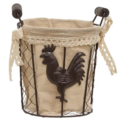 Homegifo Fabric Lined Chicken Wire Rooster Bucket In Neutral
