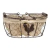 Homegifo Fabric Lined Chicken Wire Rooster Picnic Basket