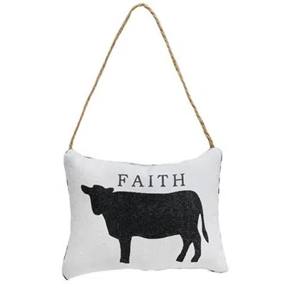 Homegifo *faith Cow Pillow Ornament In Black