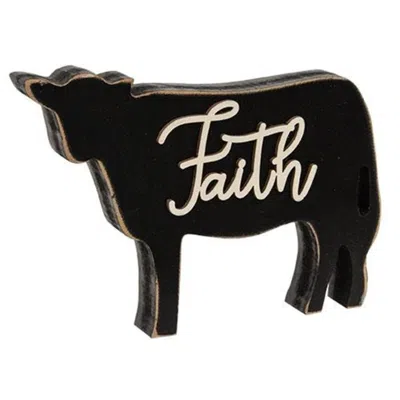 Homegifo Faith Distressed Black Cow Sitter