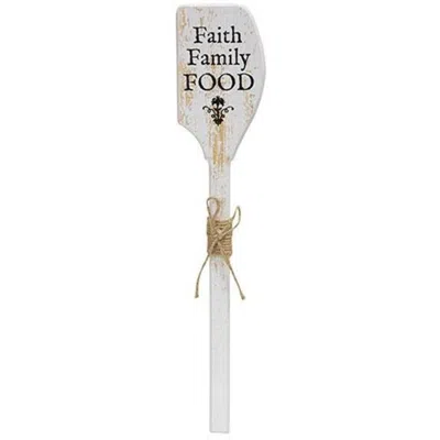 Homegifo Faith Family Food Decorative Wooden Spatula In White